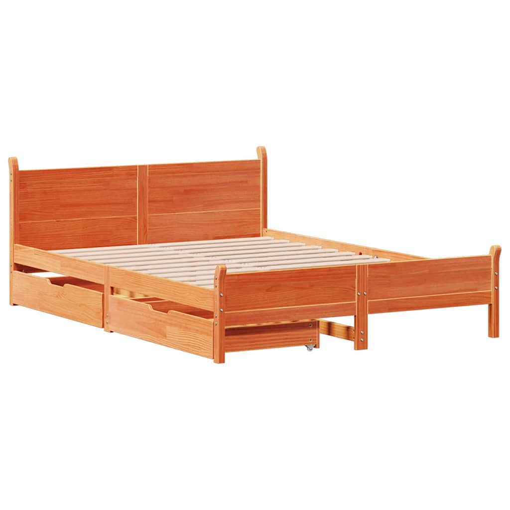 Bed Frame without Mattress Wax Brown 160x200 cm Solid Wood Pine
