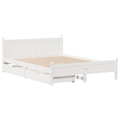 Bed Frame without Mattress White 150x200 cm King Size Solid Wood Pine