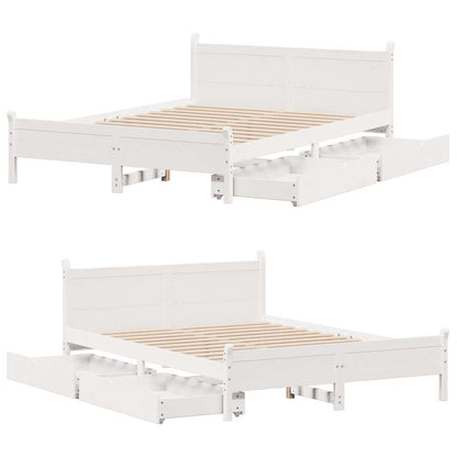 Bed Frame without Mattress White 150x200 cm King Size Solid Wood Pine