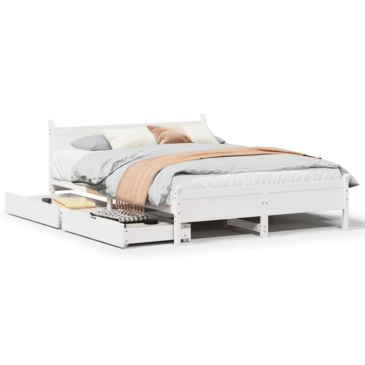 Bed Frame without Mattress White 120x200 cm Solid Wood Pine