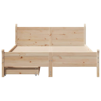 Bed Frame without Mattress 135x190 cm Double Solid Wood Pine