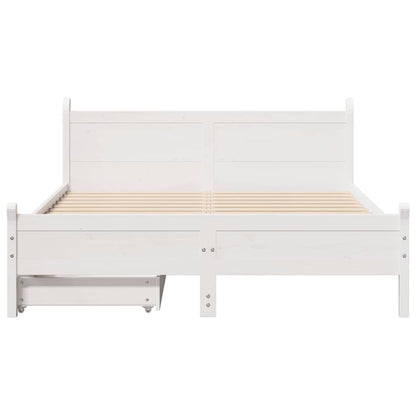 Bed Frame without Mattress White 135x190 cm Double Solid Wood Pine