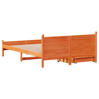 Bed Frame without Mattress Wax Brown 135x190 cm Double Solid Wood Pine