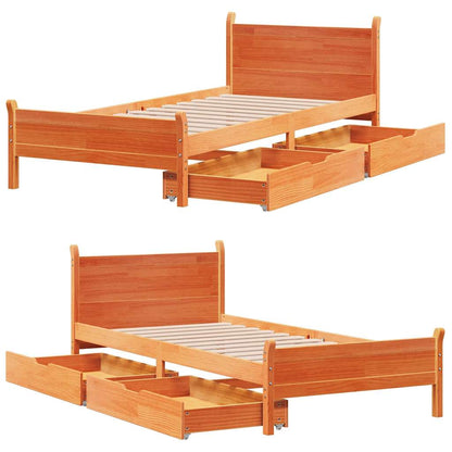 Bed Frame without Mattress Wax Brown 75x190 cm Small Single Solid Wood Pine
