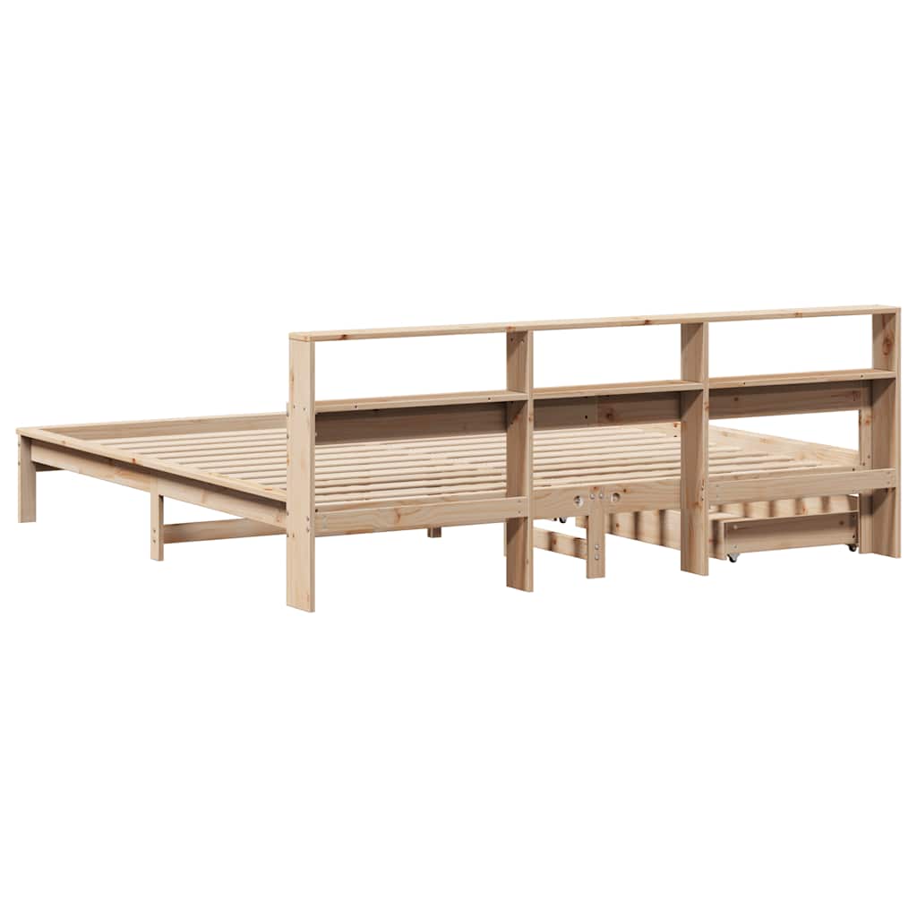 Bookcase Bed without Mattress 200x200 cm Solid Wood Pine