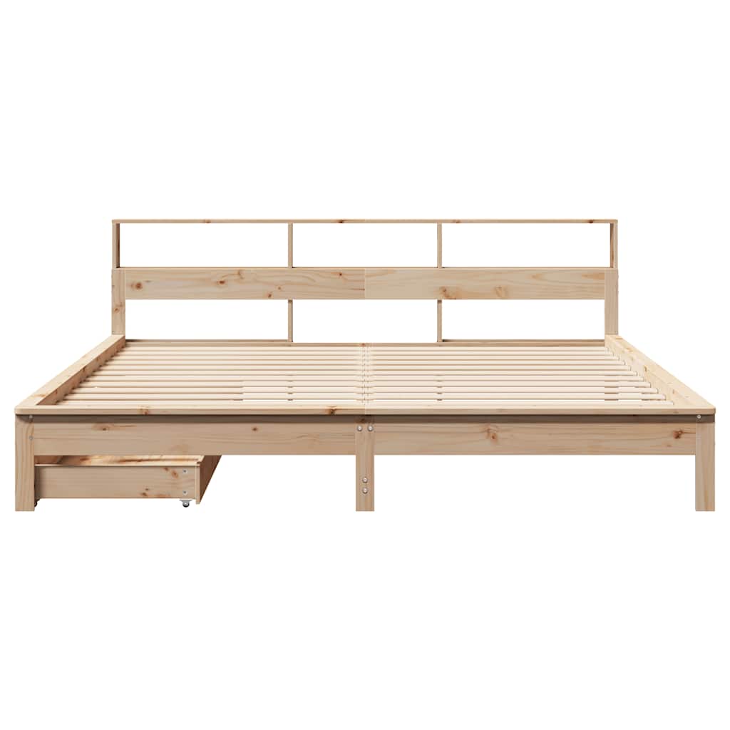 Bookcase Bed without Mattress 200x200 cm Solid Wood Pine