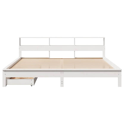 Bookcase Bed without Mattress White 200x200 cm Solid Wood Pine