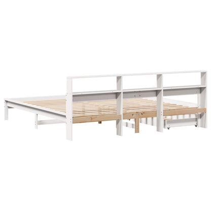 Bookcase Bed without Mattress White 200x200 cm Solid Wood Pine