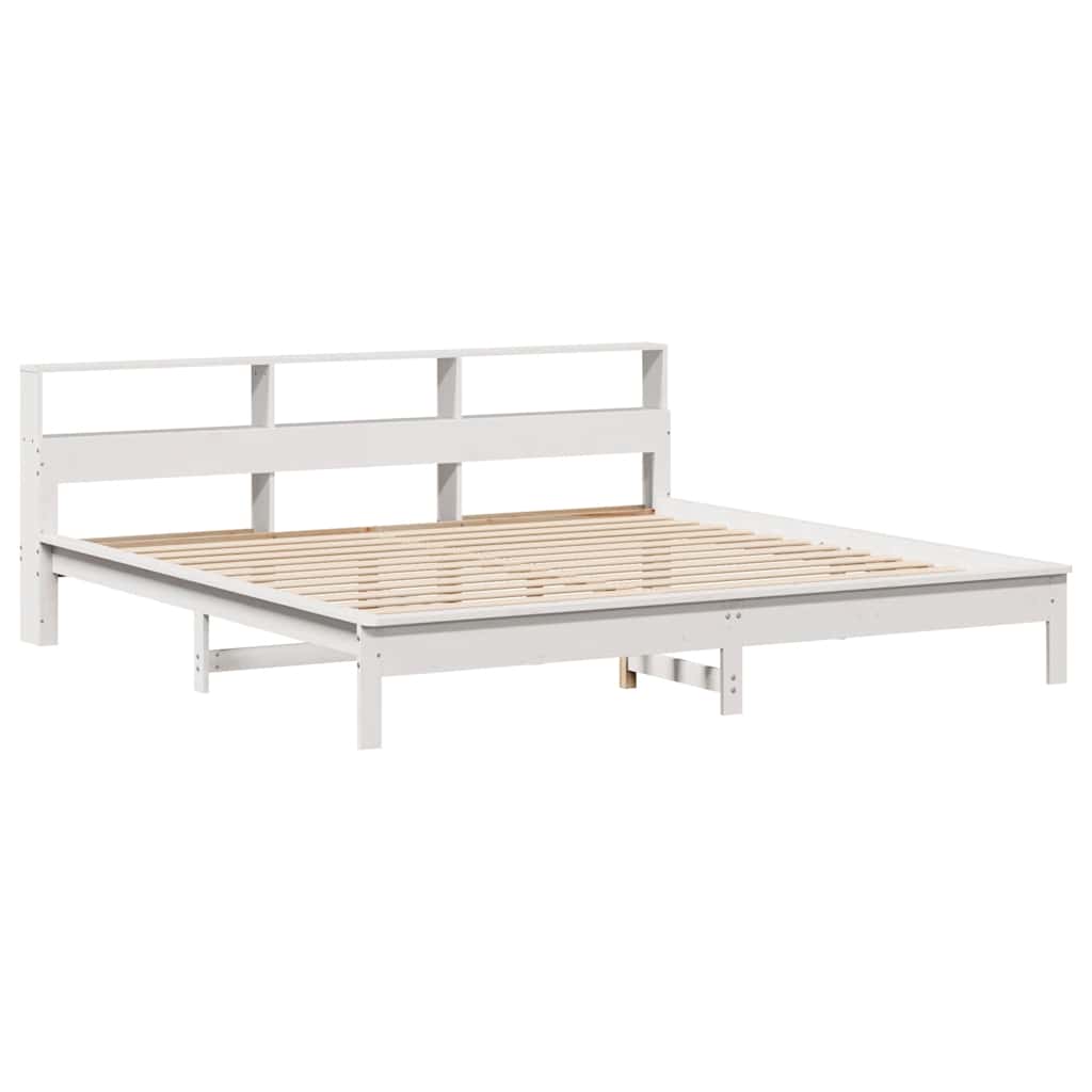 Bookcase Bed without Mattress White 200x200 cm Solid Wood Pine