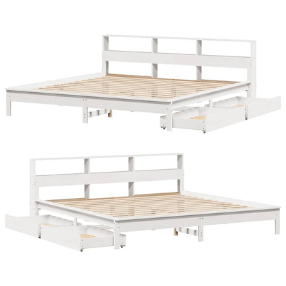 Bookcase Bed without Mattress White 200x200 cm Solid Wood Pine
