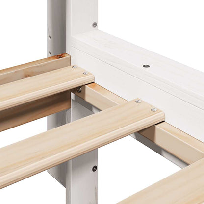 Bookcase Bed without Mattress White 150x200 cm King Size Solid Wood Pine