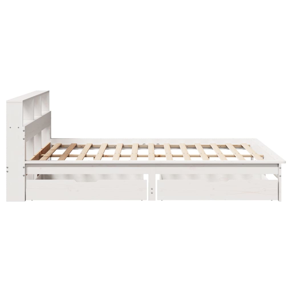 Bookcase Bed without Mattress White 140x200 cm Solid Wood Pine