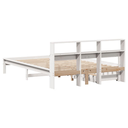 Bookcase Bed without Mattress White 140x200 cm Solid Wood Pine