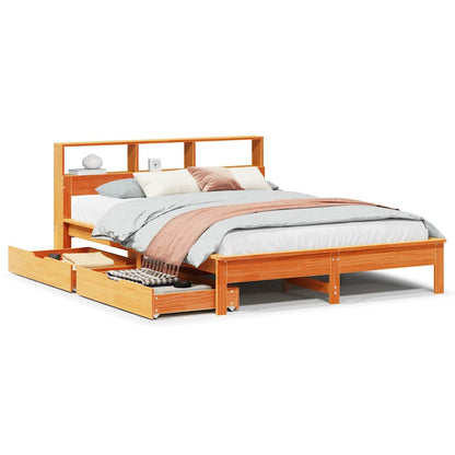 Bookcase Bed without Mattress Wax Brown 140x200 cm Solid Wood Pine