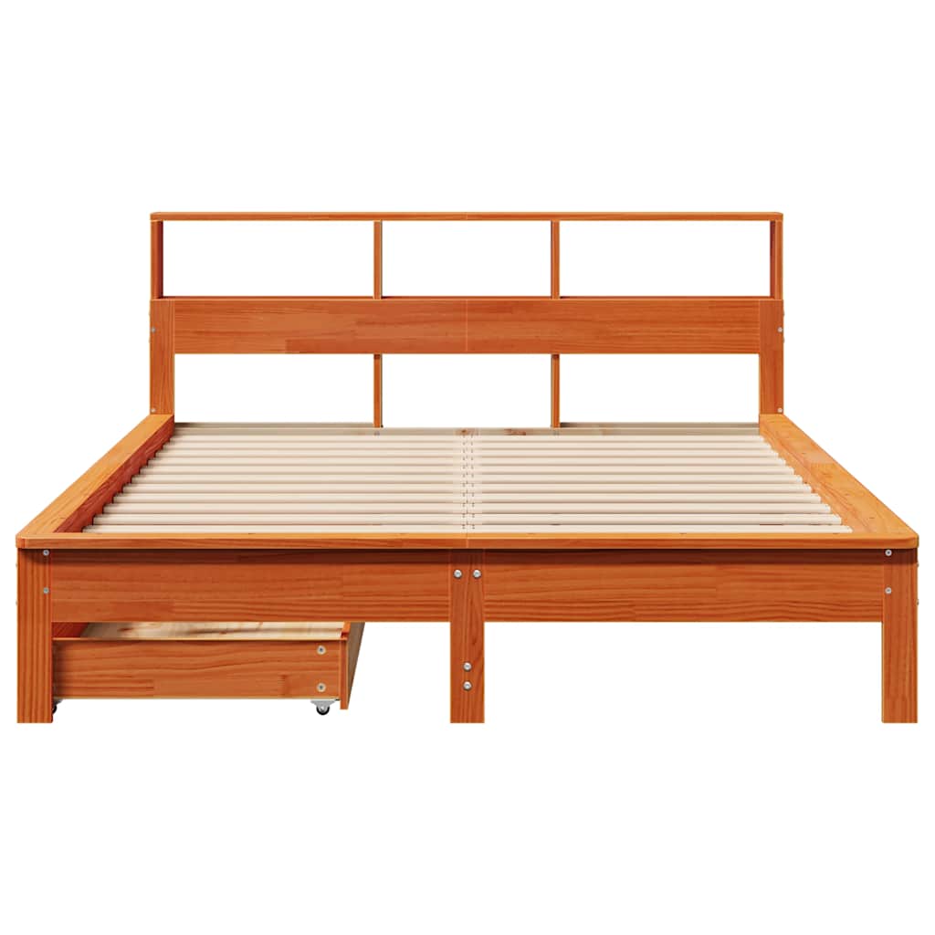 Bookcase Bed without Mattress Wax Brown 140x200 cm Solid Wood Pine