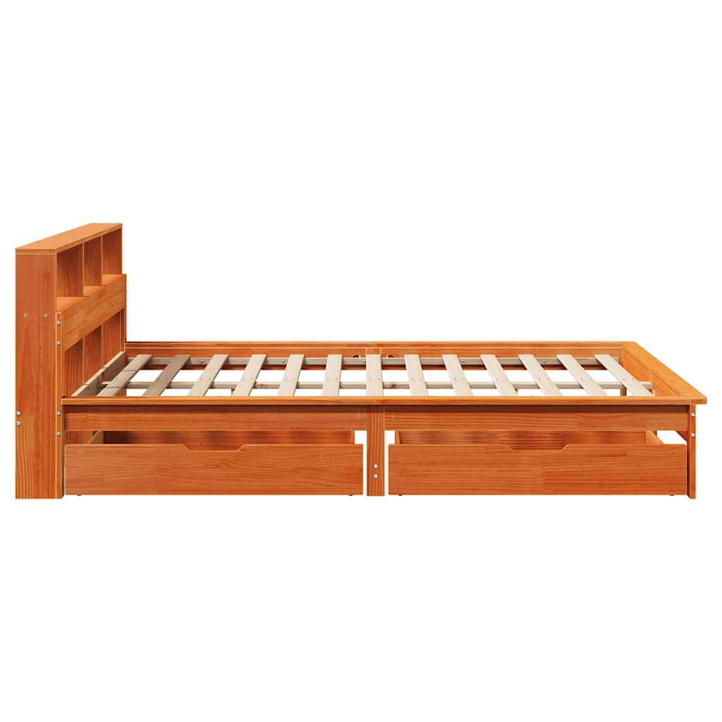 Bookcase Bed without Mattress Wax Brown 140x200 cm Solid Wood Pine