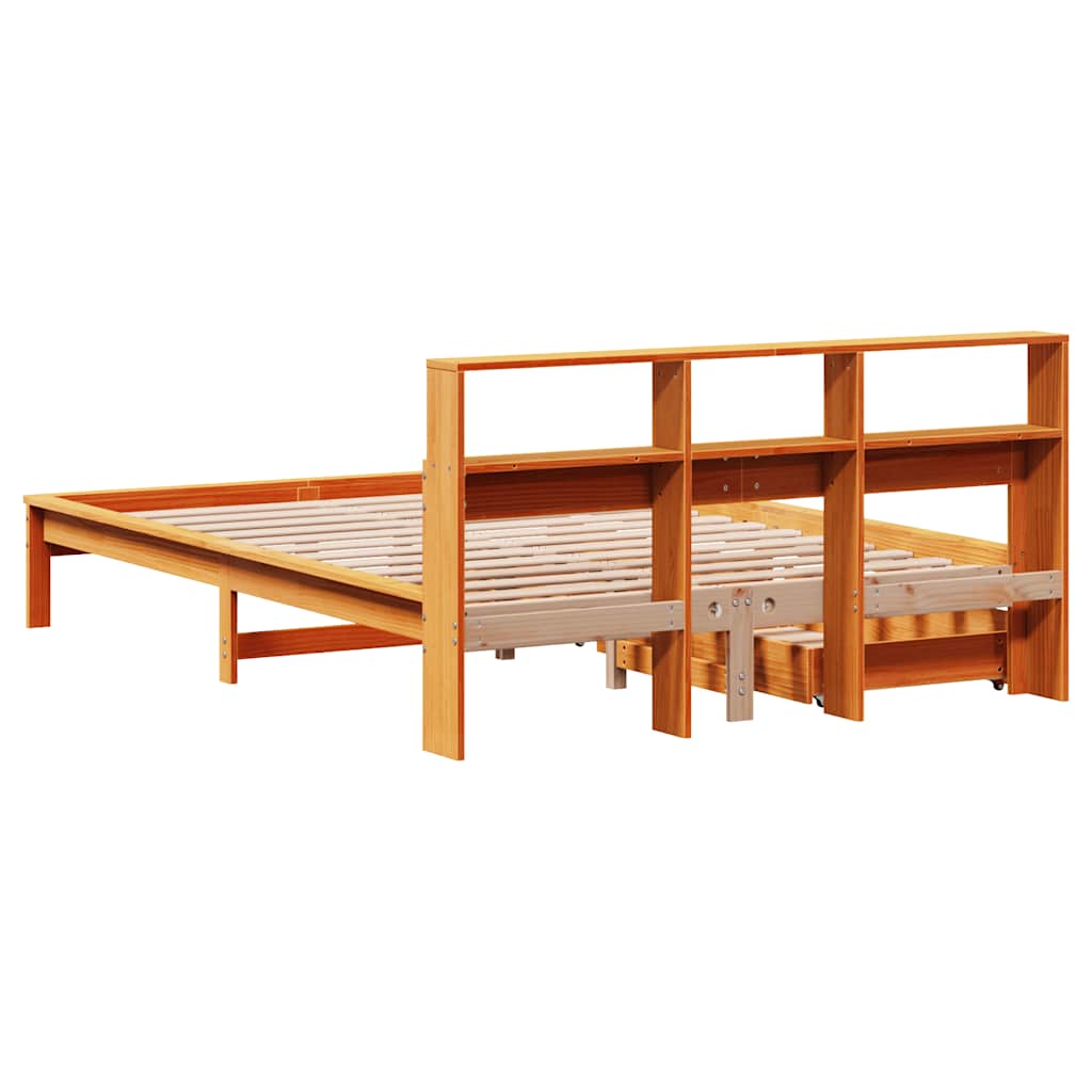 Bookcase Bed without Mattress Wax Brown 140x200 cm Solid Wood Pine