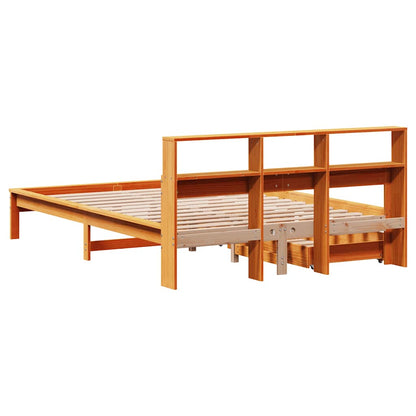 Bookcase Bed without Mattress Wax Brown 140x200 cm Solid Wood Pine