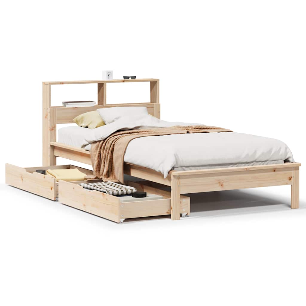 Bookcase Bed without Mattress 100x200 cm Solid Wood Pine