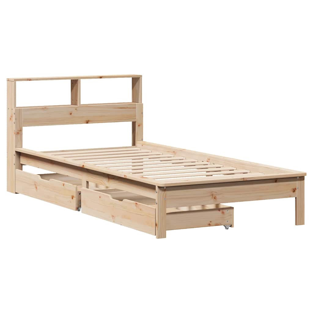 Bookcase Bed without Mattress 90x200 cm Solid Wood Pine