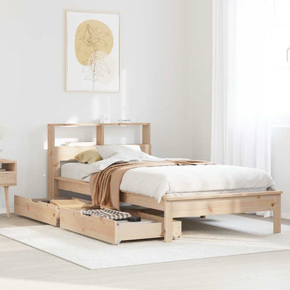 Bookcase Bed without Mattress 90x200 cm Solid Wood Pine