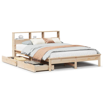 Bookcase Bed without Mattress 140x190 cm Solid Wood Pine