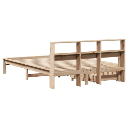 Bookcase Bed without Mattress 140x190 cm Solid Wood Pine