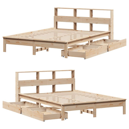 Bookcase Bed without Mattress 140x190 cm Solid Wood Pine