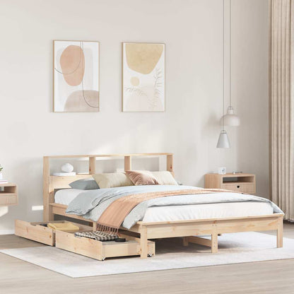 Bookcase Bed without Mattress 140x190 cm Solid Wood Pine