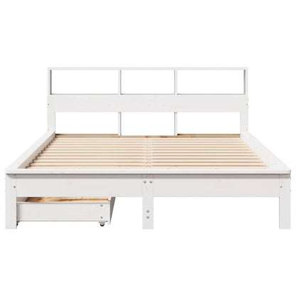 Bookcase Bed without Mattress White 140x190 cm Solid Wood Pine