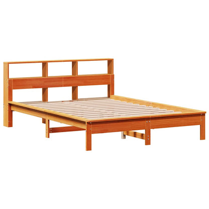 Bookcase Bed without Mattress Wax Brown 140x190 cm Solid Wood Pine