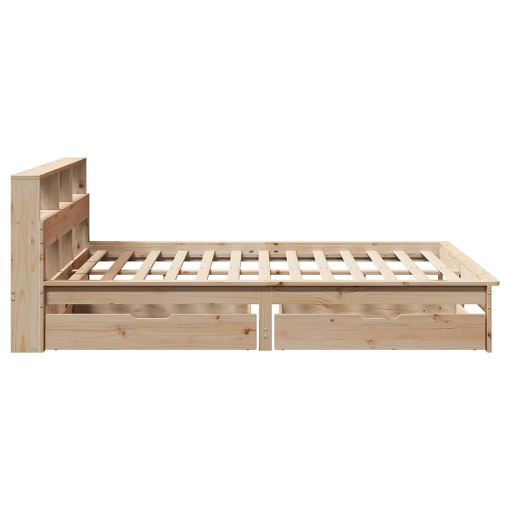 Bookcase Bed without Mattress 135x190 cm Double Solid Wood Pine