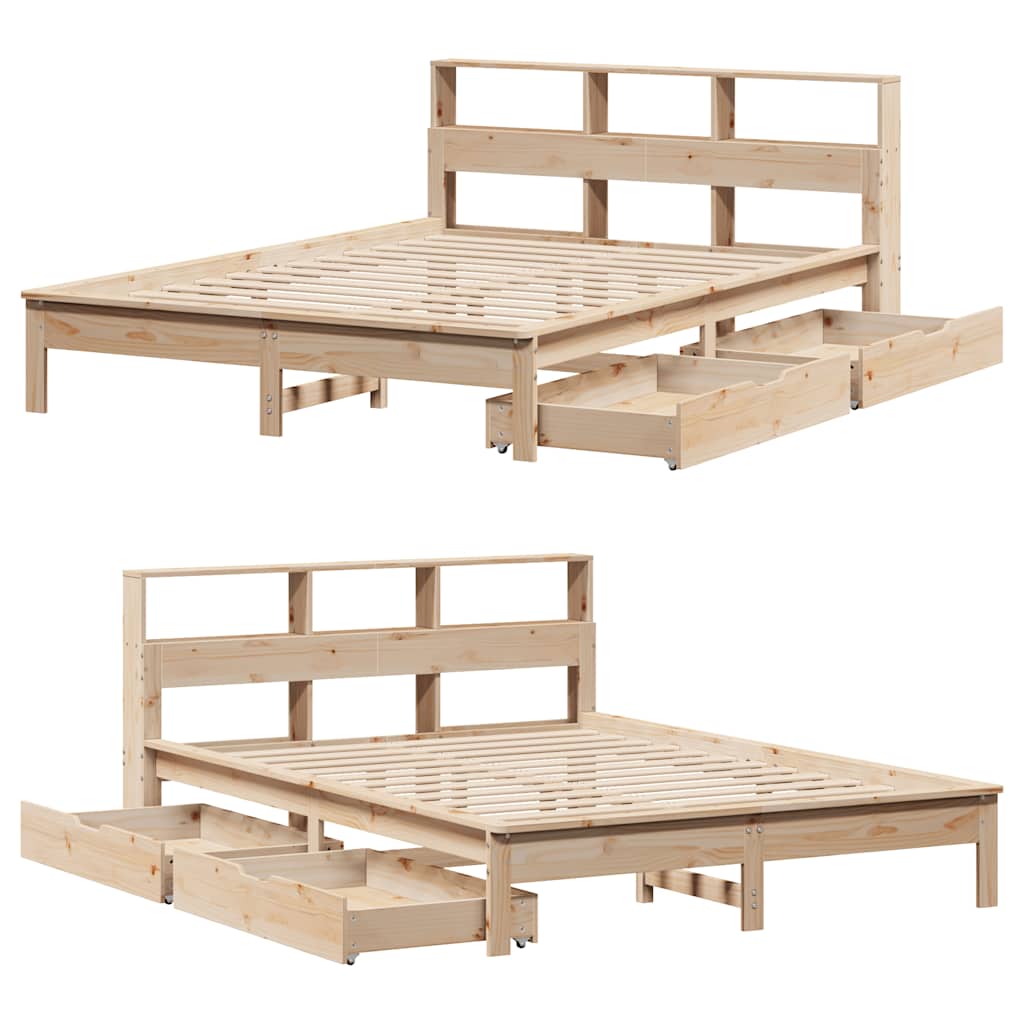 Bookcase Bed without Mattress 120x190 cm Small Double Solid Wood Pine