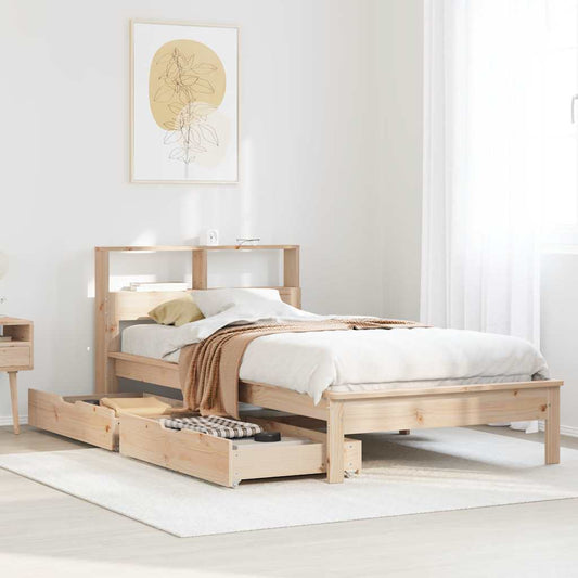 Bookcase Bed without Mattress 90x190 cm Single Solid Wood Pine