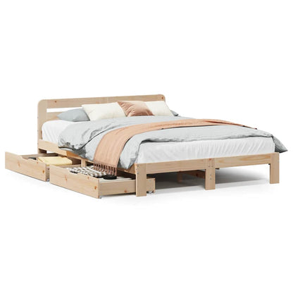 Bed Frame without Mattress 150x200 cm King Size Solid Wood Pine