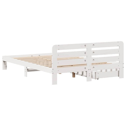 Bed Frame without Mattress White 150x200 cm King Size Solid Wood Pine