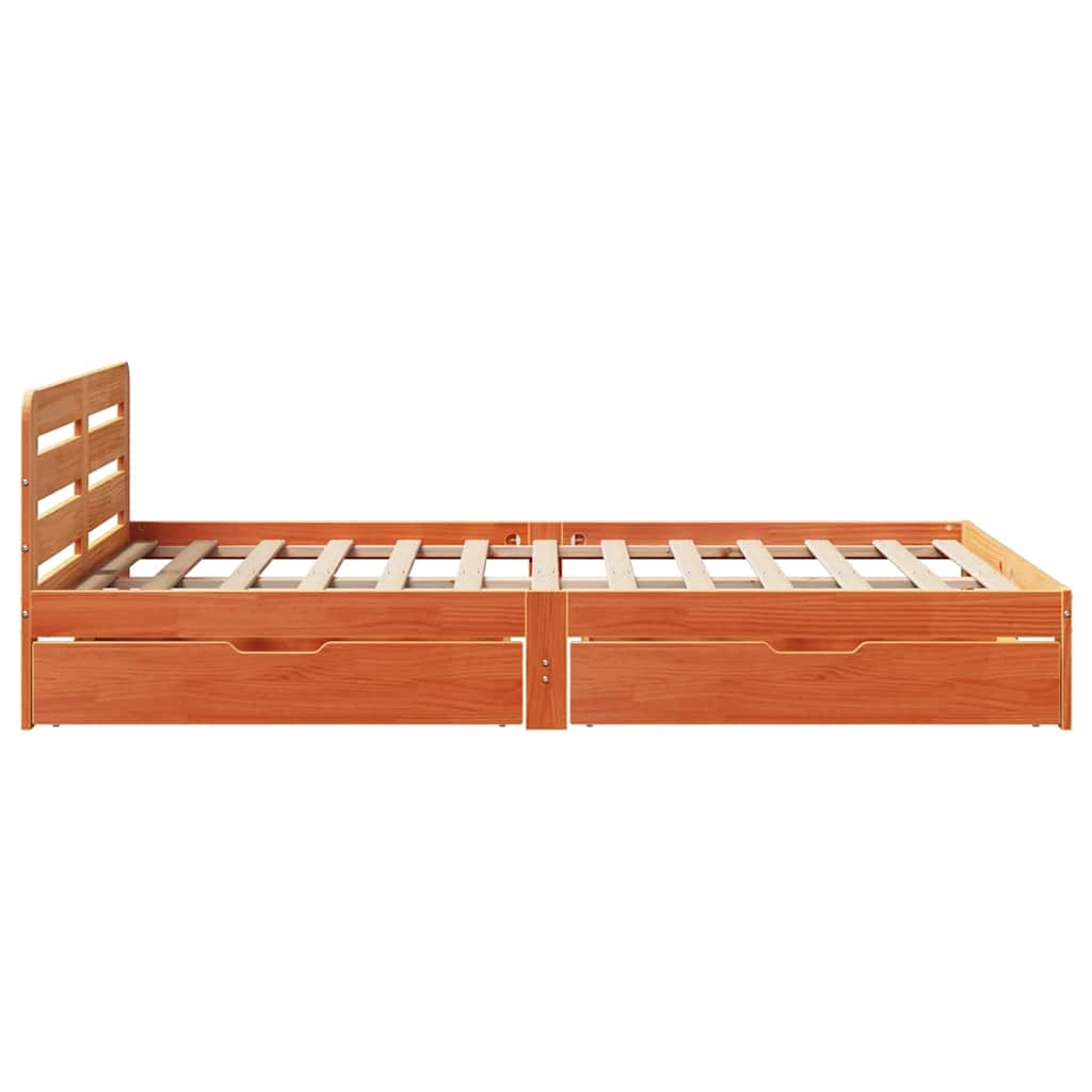Bed Frame without Mattress Wax Brown 160x200 cm Solid Wood Pine