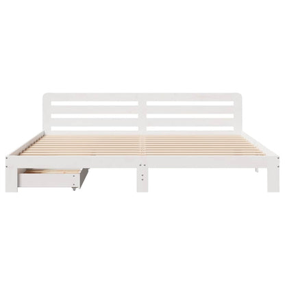 Bed Frame without Mattress White 180x200 cm Super King Solid Wood Pine