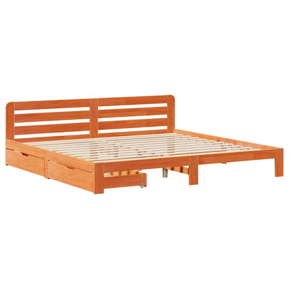Bed Frame without Mattress Wax Brown 180x200 cm Super King Solid Wood Pine