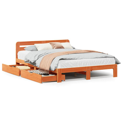 Bed Frame without Mattress Wax Brown 120x190 cm Small Double Solid Wood Pine