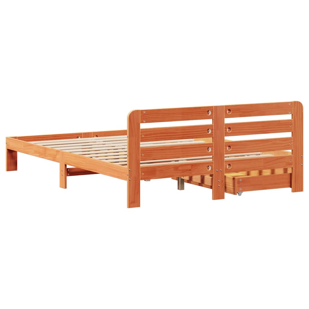 Bed Frame without Mattress Wax Brown 120x190 cm Small Double Solid Wood Pine