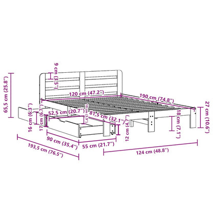 Bed Frame without Mattress Wax Brown 120x190 cm Small Double Solid Wood Pine