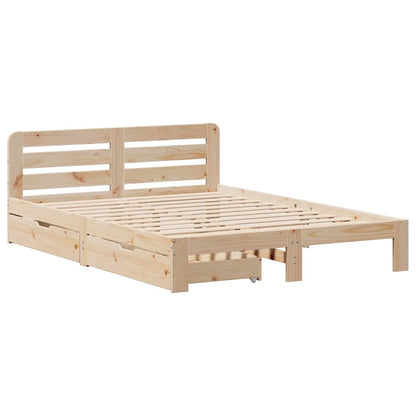 Bed Frame without Mattress 135x190 cm Double Solid Wood Pine