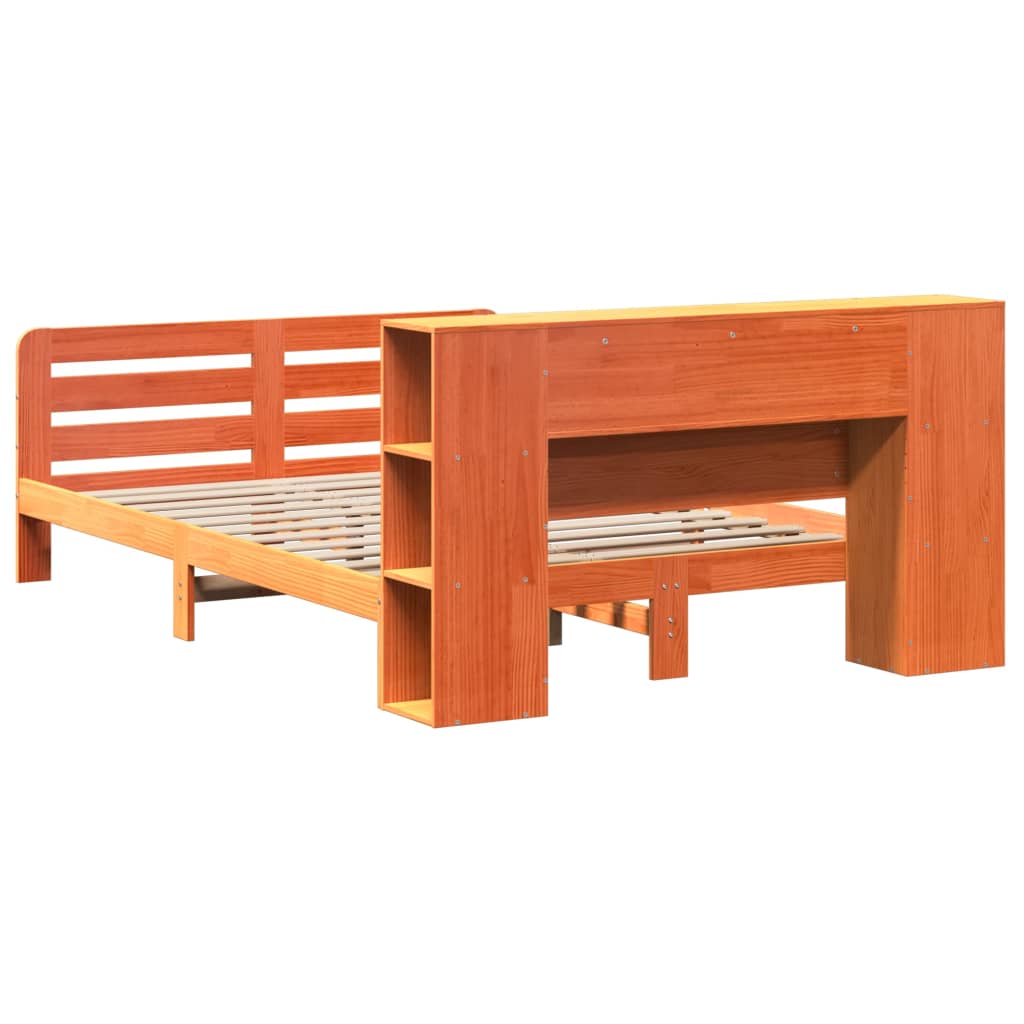 Bed Frame without Mattress Wax Brown 140x200 cm Solid Wood Pine