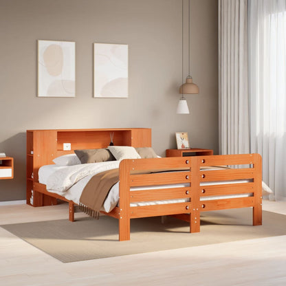 Bed Frame without Mattress Wax Brown 150x200 cm King Size Solid Wood Pine