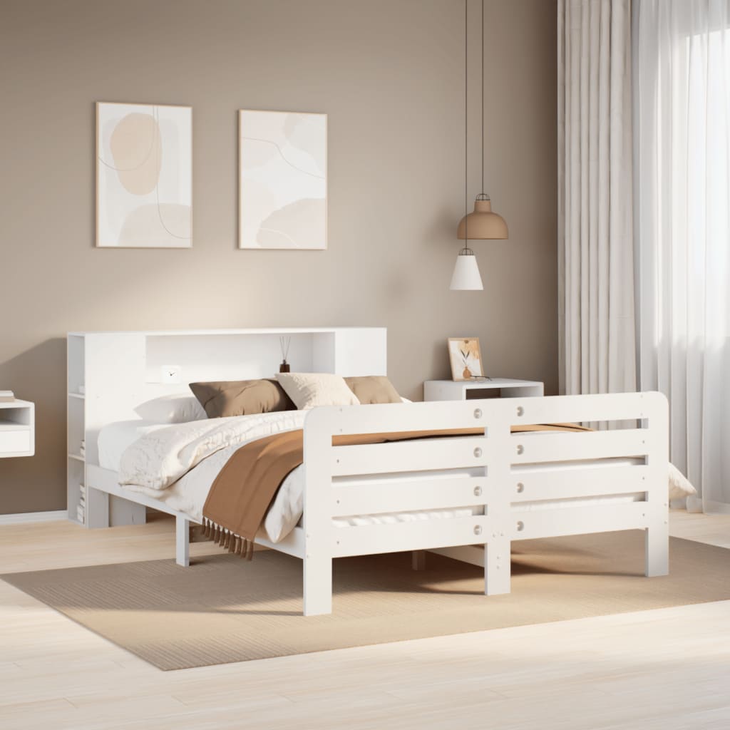 Bed Frame without Mattress White 160x200 cm Solid Wood Pine