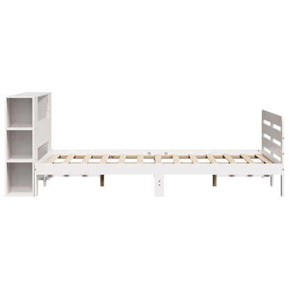 Bed Frame without Mattress White 135x190 cm Double Solid Wood Pine