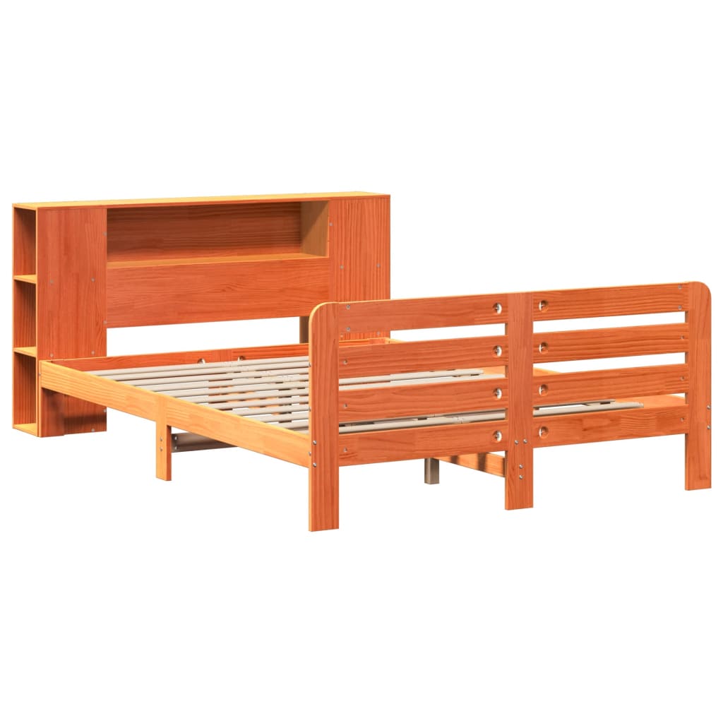 Bed Frame without Mattress Wax Brown 135x190 cm Double Solid Wood Pine