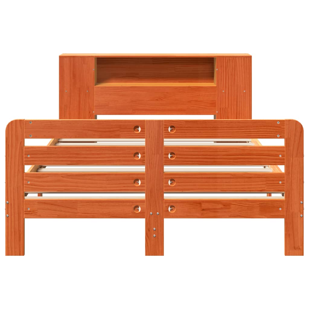 Bed Frame without Mattress Wax Brown 140x190 cm Solid Wood Pine