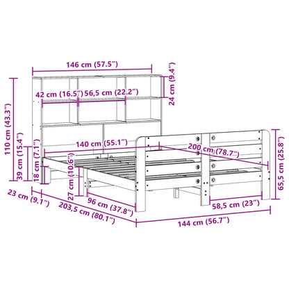 Bed Frame without Mattress White 140x200 cm Solid Wood Pine